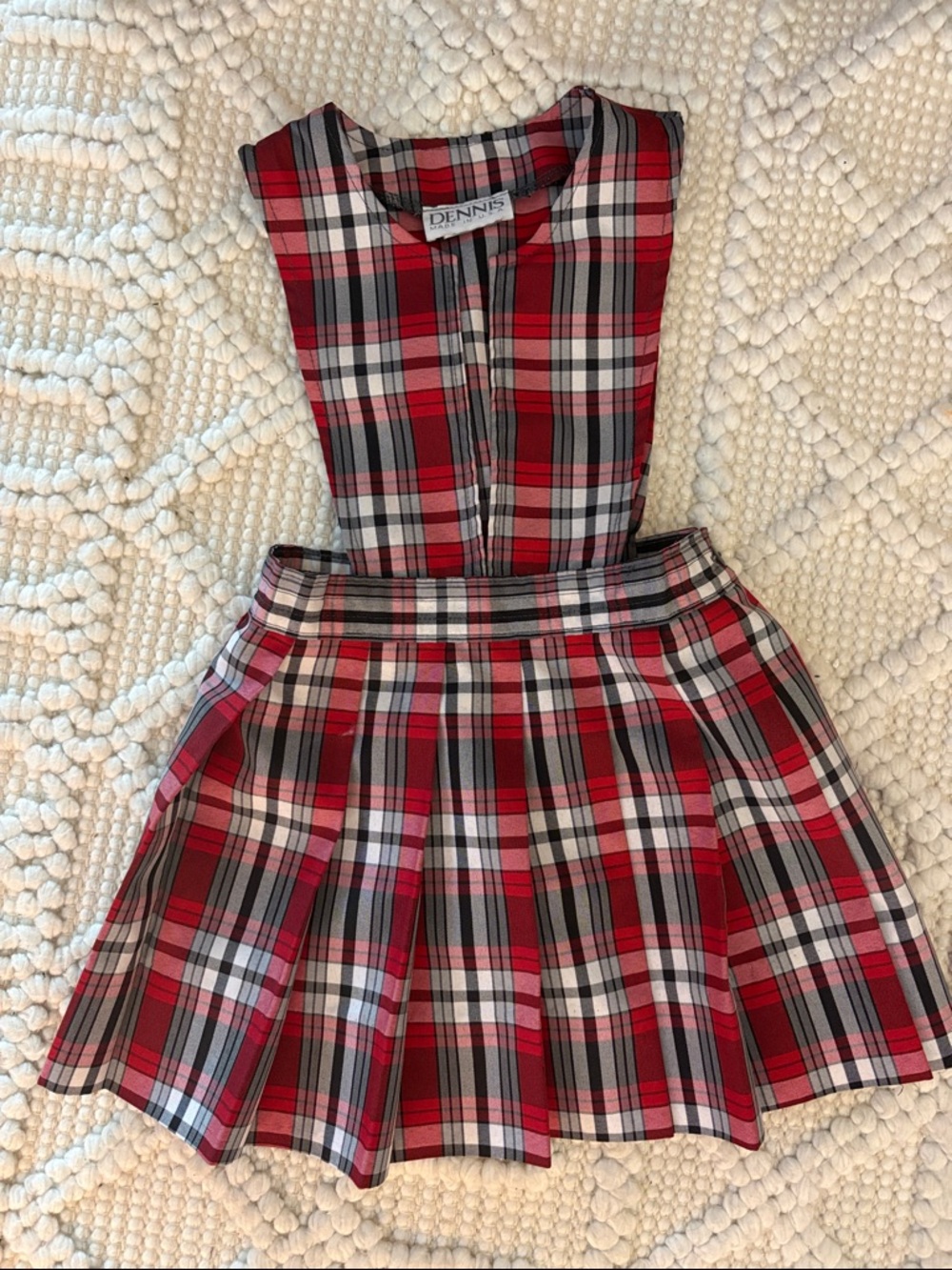 DENNIS Red Plaid Girls' Pinafore Dress